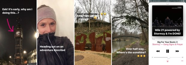 My Insta Story as I was running (minus the videos)